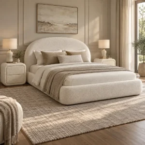 Charcoal Wingback Upholstered Bed Set